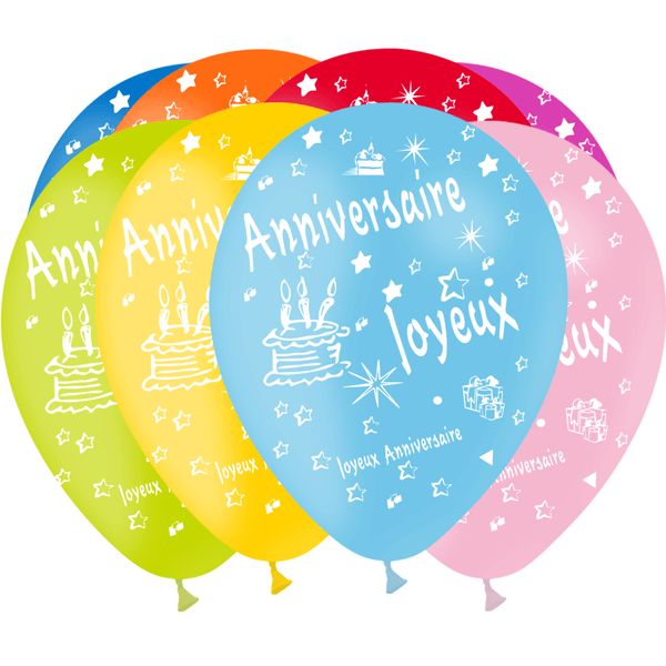Sachet de 8 ballons multicolores anniversaire confettis,Farfouil en fÃªte,Ballons