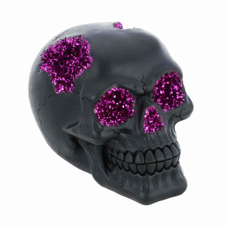 Tête de mort luxe en résine noir et violet 15 cm,Farfouil en fÃªte,Décorations