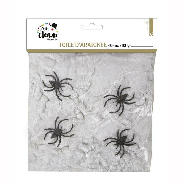 Toile d'araignée blanche 113g + 6 araignées noires,Farfouil en fÃªte,Décorations