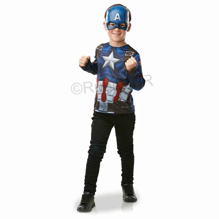Top enfant classique + masque Captain America™,Farfouil en fÃªte,Déguisements