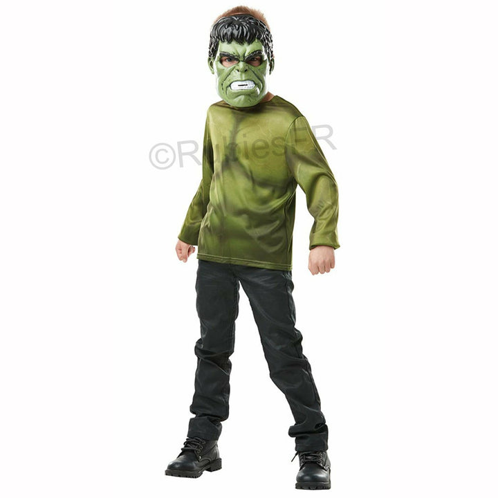 Top enfant classique + masque Hulk™,Farfouil en fÃªte,Déguisements