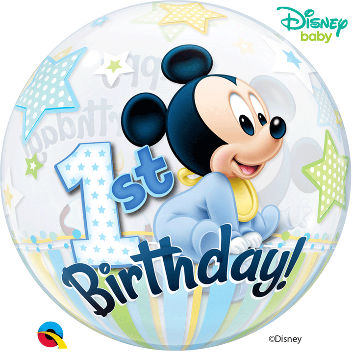 Ballon bubble Mickey Mouse 1er anniversaire 56cm 22" Qualatex®,Farfouil en fÃªte,Ballons
