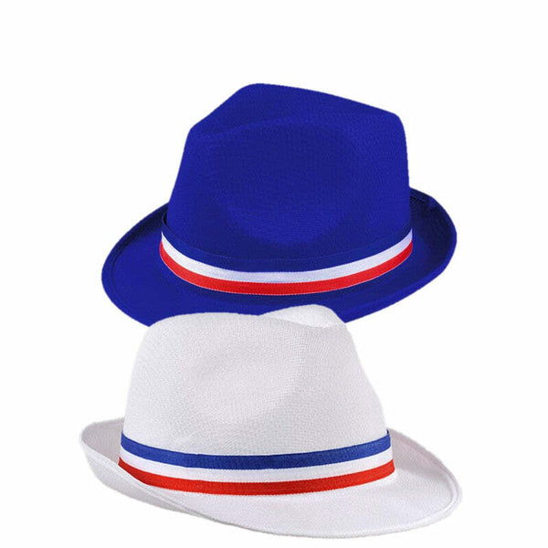 Borsalino polyester France bleu ou blanc avec ruban tricolore,Farfouil en fÃªte,Chapeaux