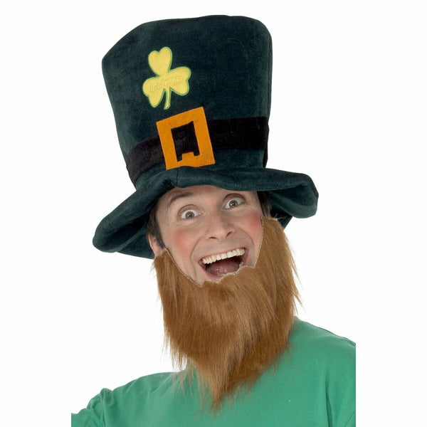Chapeau de Leprechaun vert avec boucle trèfle et une barbe verte attachée,Farfouil en fÃªte,Chapeaux