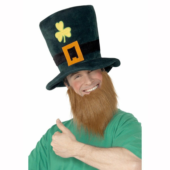 Chapeau de Leprechaun vert avec boucle trèfle et une barbe verte attachée,Farfouil en fÃªte,Chapeaux
