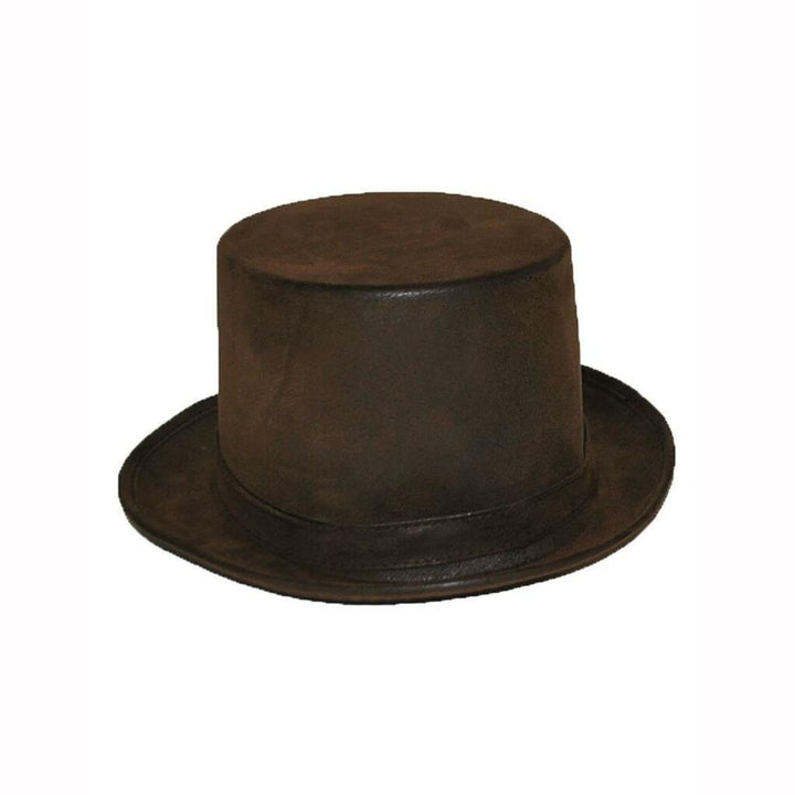 Chapeau  haut de forme look cuir noir ou marron adulte,Marron,Farfouil en fÃªte,Chapeaux