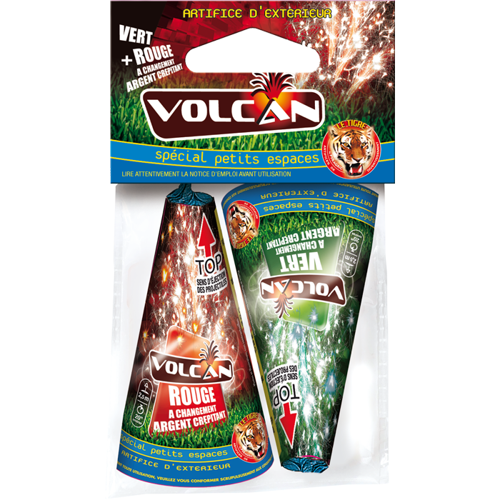 Sachet de 2 volcans rouge et vert Pyragric®,Farfouil en fÃªte,Feux d'artifice et pétards