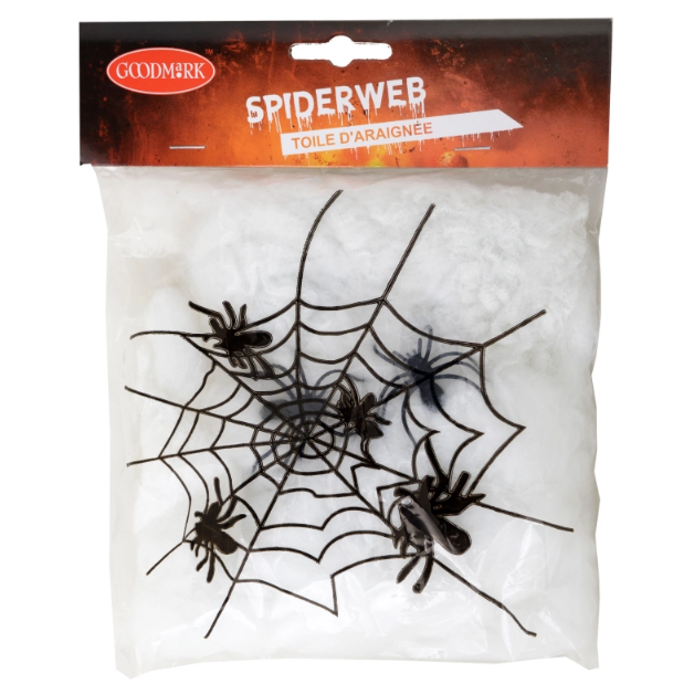 Toile d'araignée blanche 20g + 2 araignées noires,Farfouil en fÃªte,Décorations